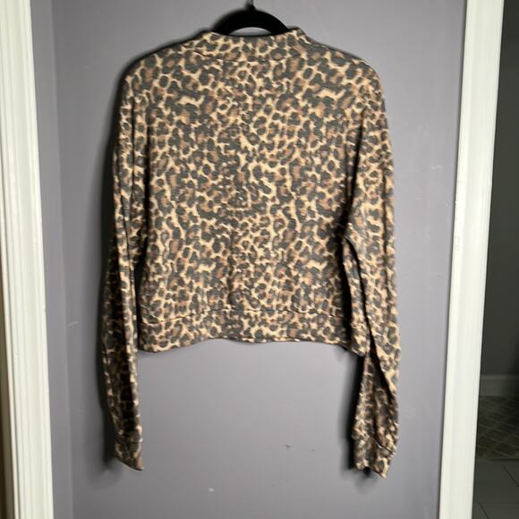 Cali Brown and Black Leopard Print Cropped Top With Mock Turtleneck Size XL - Picture 6 of 8